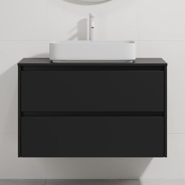 Dulap de baie cu chiuvetă TRONDHEIM/LJORDAL 90x57x46 cm negru/alb