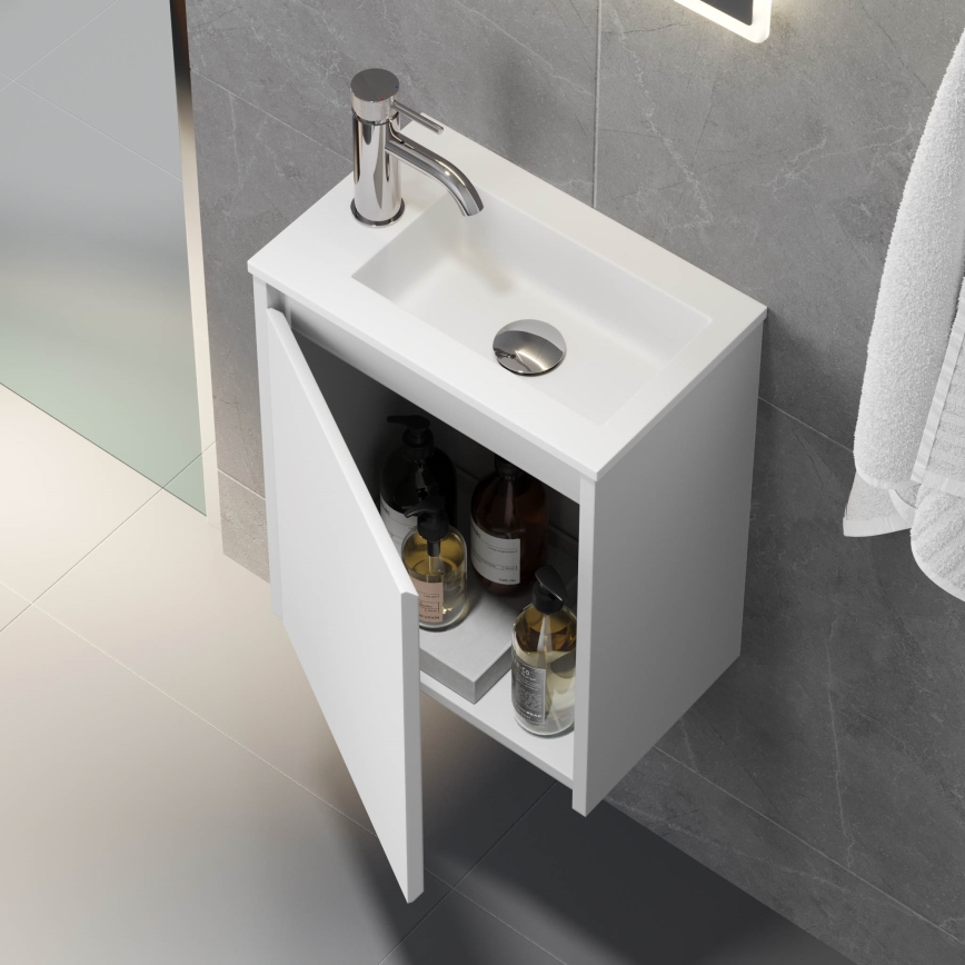 Dulap de baie cu lavoar COMO 40 cm, alb mat