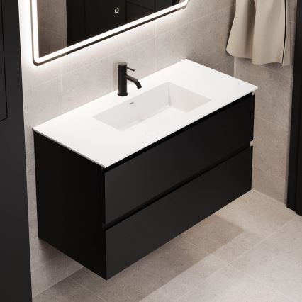 Dulap de baie cu lavoar HELSINKI 100 cm, negru