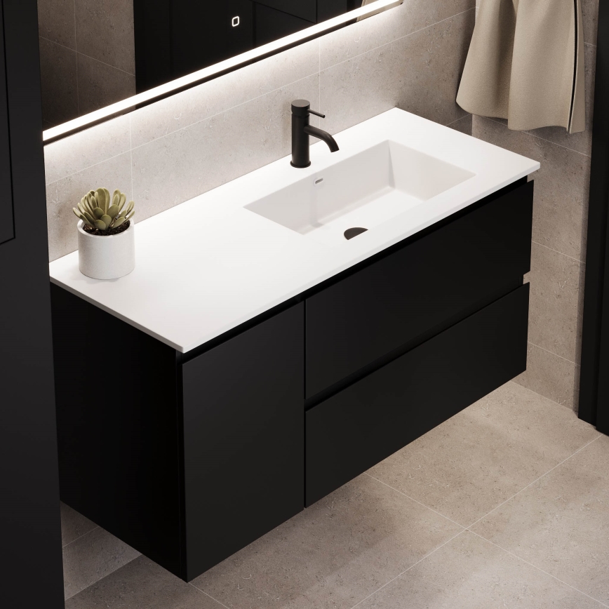 Dulap de baie cu lavoar HELSINKI 115 cm, pe partea dreaptă, negru