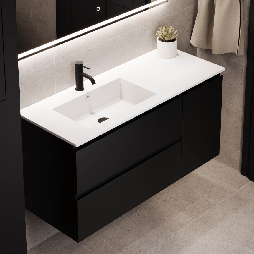 Dulap de baie cu lavoar HELSINKI 115 cm, stânga, negru