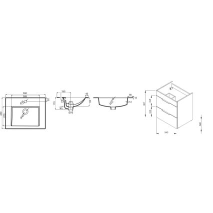 Dulap de baie cu lavoar JIKA H4536111763001 CUBE 60,7x65 cm alb