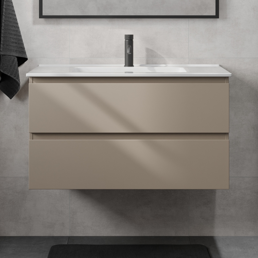 Dulap de baie cu lavoar KENWOOD 91 cm Marakesh/Alb