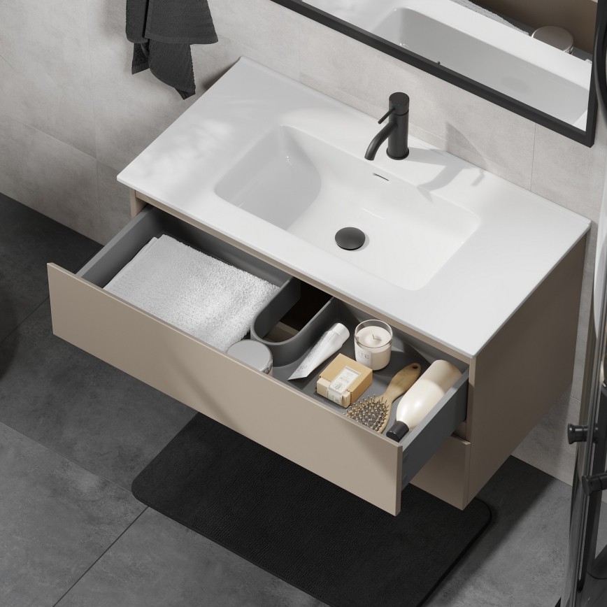 Dulap de baie cu lavoar KENWOOD 91 cm Marakesh/Alb