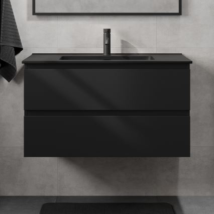 Dulap de baie cu lavoar KENWOOD, 91 cm, negru