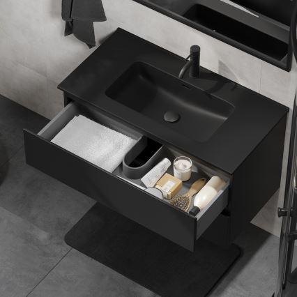 Dulap de baie cu lavoar KENWOOD, 91 cm, negru