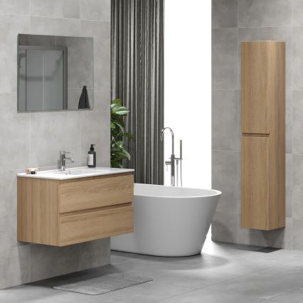 Dulap de baie cu lavoar KENWOOD, 91 x 50 x 45 cm, stejar