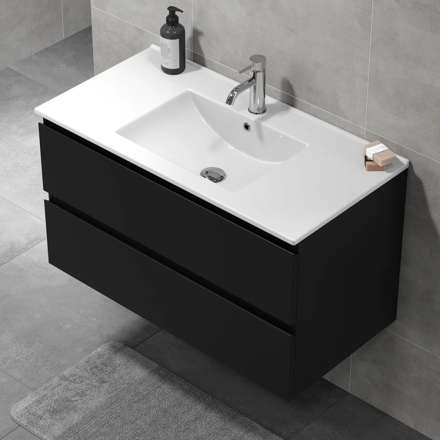 Dulap de baie cu lavoar KENWOOD 91x50x45 cm negru