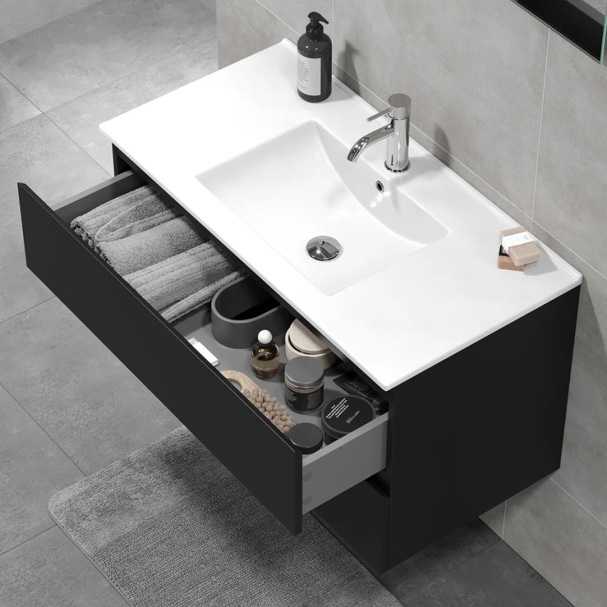 Dulap de baie cu lavoar KENWOOD 91x50x45 cm negru
