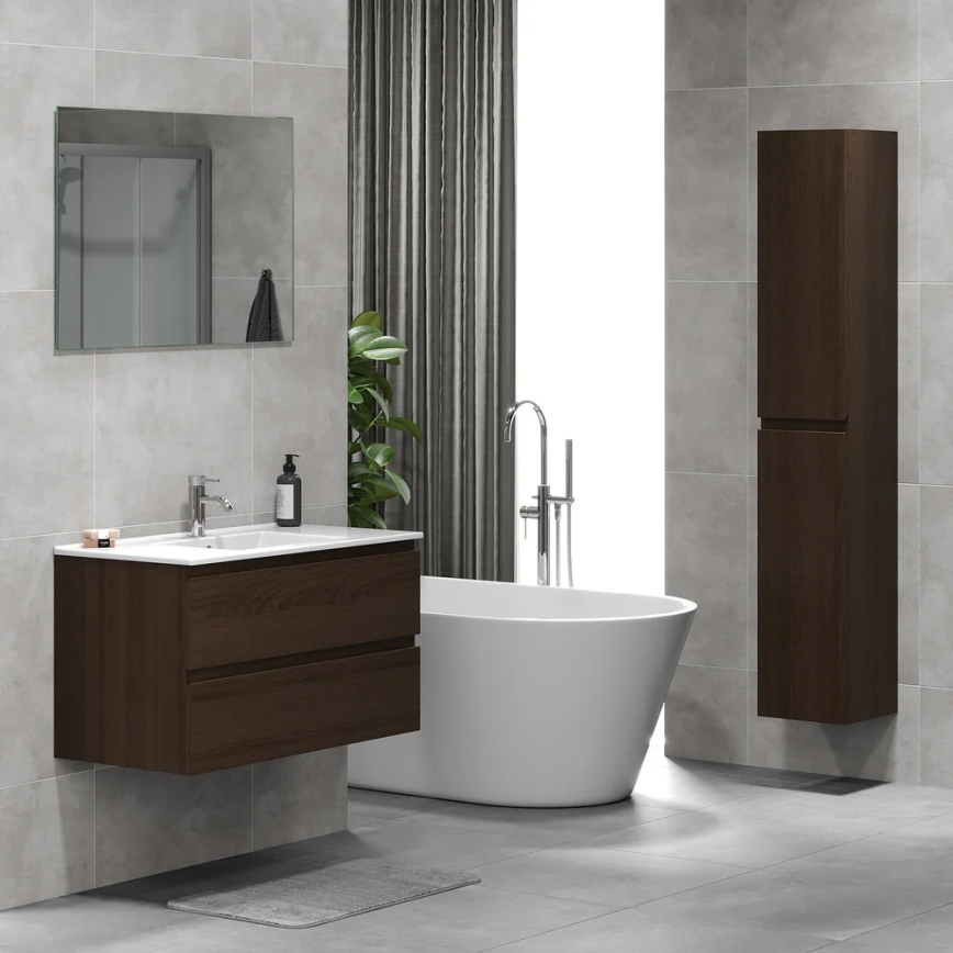 Dulap de baie cu lavoar KENWOOD 91x50x47 cm, nuc
