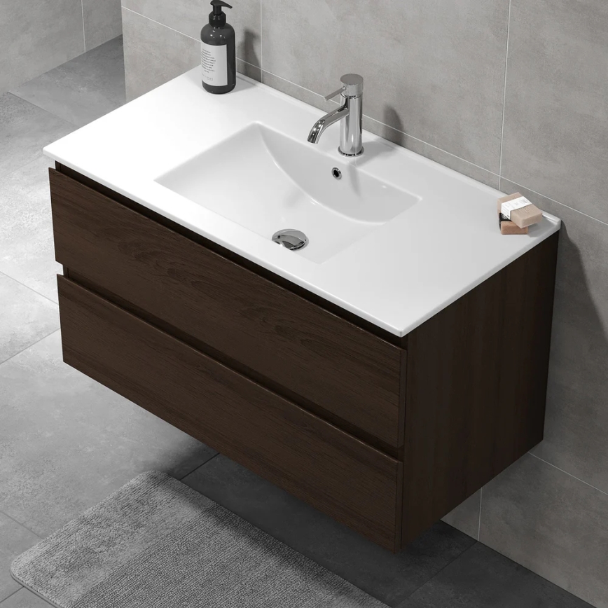 Dulap de baie cu lavoar KENWOOD 91x50x47 cm, nuc