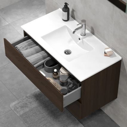Dulap de baie cu lavoar KENWOOD 91x50x47 cm, nuc