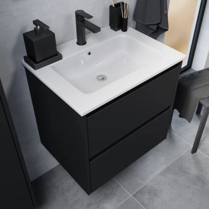Dulap de baie cu lavoar MOLDE, 60 cm, negru