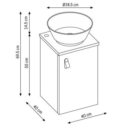 Dulap de baie cu lavoar TAARNHOLM, negru