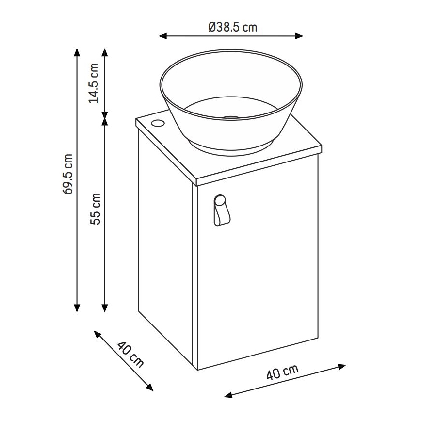 Dulap de baie cu lavoar TAARNHOLM, negru
