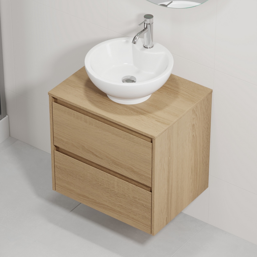 Dulap de baie cu lavoar TRONDHEIM/DRAMMEN 60x57x46 cm stejar/alb