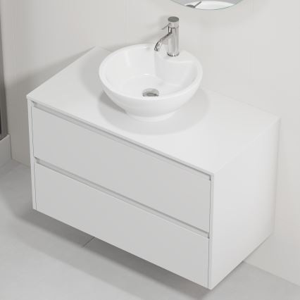 Dulap de baie cu lavoar TRONDHEIM/DRAMMEN 90x57x46 cm alb