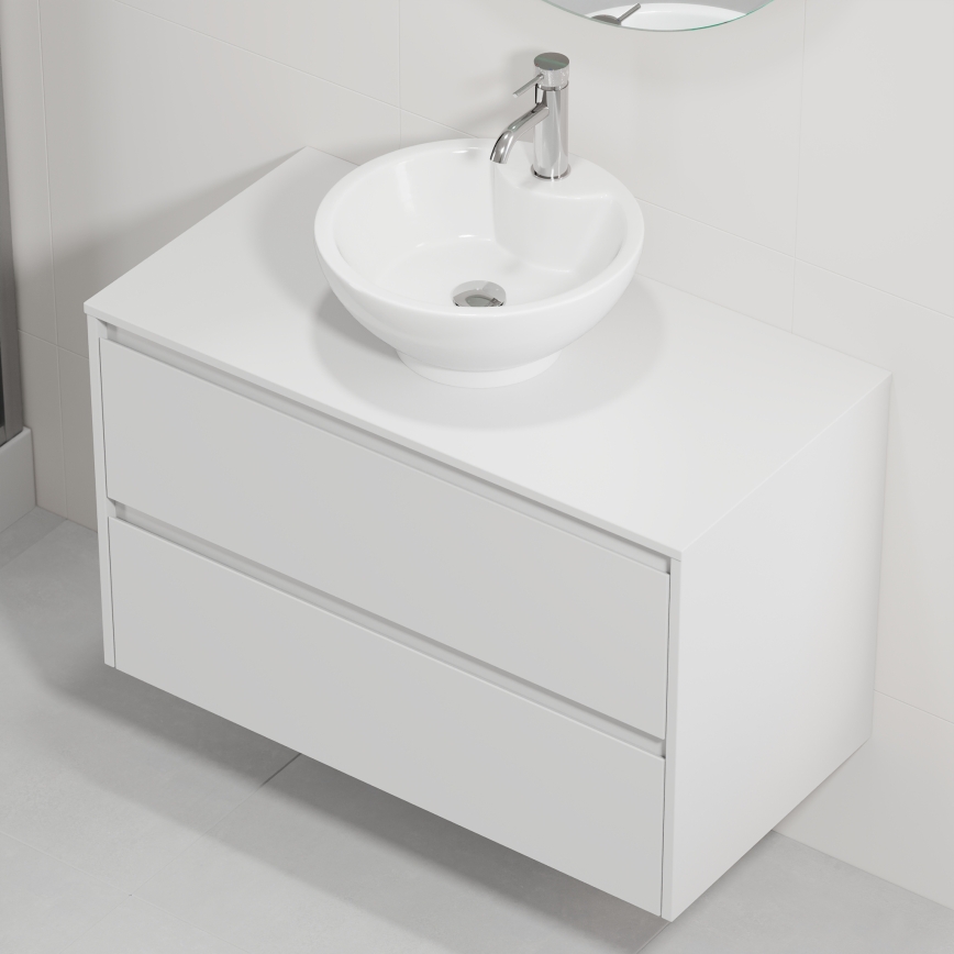 Dulap de baie cu lavoar TRONDHEIM/DRAMMEN 90x57x46 cm alb
