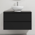 Dulap de baie cu lavoar TRONDHEIM/DRAMMEN 90x57x46 cm negru/alb