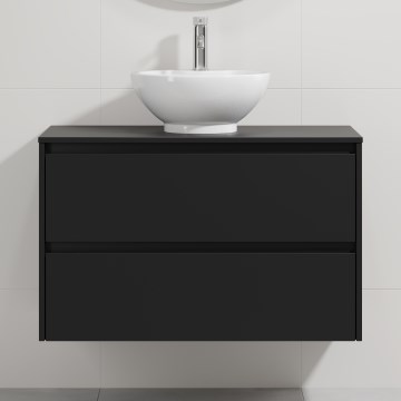 Dulap de baie cu lavoar TRONDHEIM/DRAMMEN 90x57x46 cm negru/alb