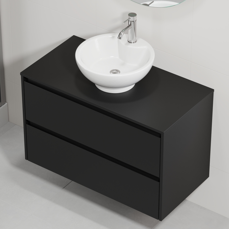 Dulap de baie cu lavoar TRONDHEIM/DRAMMEN 90x57x46 cm negru/alb