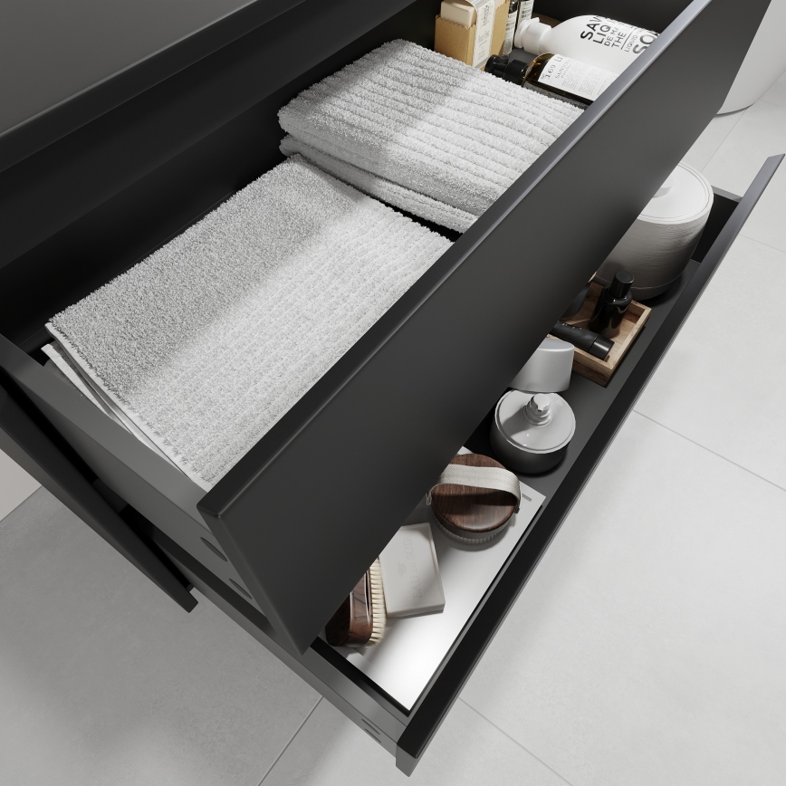 Dulap de baie cu lavoar TRONDHEIM/DRAMMEN 90x57x46 cm negru/alb