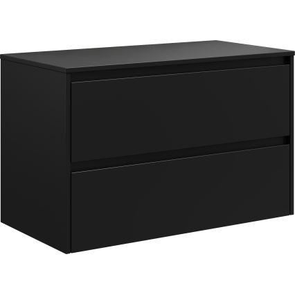Dulap de baie cu lavoar TRONDHEIM/KRISTIANSAND 90x57x46 cm negru/alb