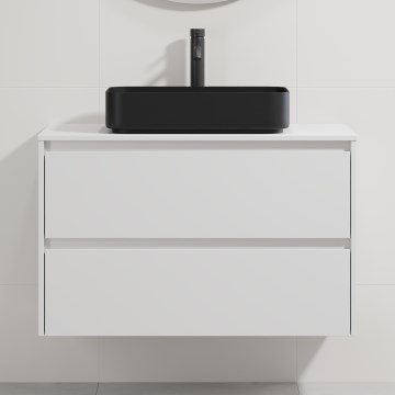 Dulap de baie cu lavoar TRONDHEIM/LJORDAL 90x57x46 cm alb/negru