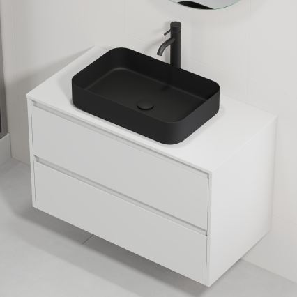Dulap de baie cu lavoar TRONDHEIM/LJORDAL 90x57x46 cm alb/negru
