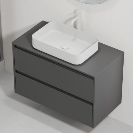 Dulap de baie cu lavoar TRONDHEIM/LJORDAL 90x57x46 cm antracit/alb