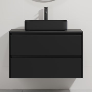 Dulap de baie cu lavoar TRONDHEIM/LJORDAL 90x57x46 cm negru