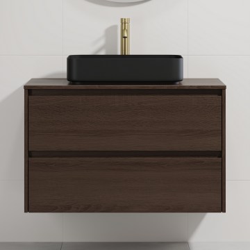 Dulap de baie cu lavoar TRONDHEIM/LJORDAL 90x57x46 cm nuc/negru