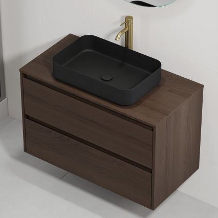 Dulap de baie cu lavoar TRONDHEIM/LJORDAL 90x57x46 cm nuc/negru