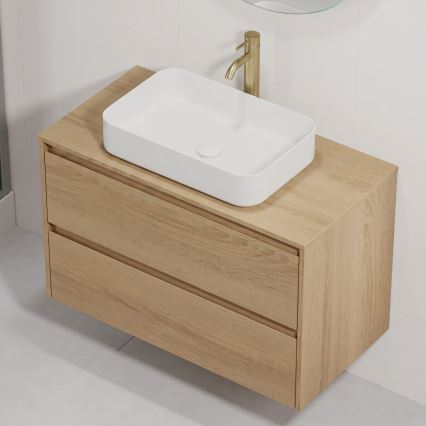 Dulap de baie cu lavoar TRONDHEIM/LJORDAL 90x57x46 cm stejar/alb