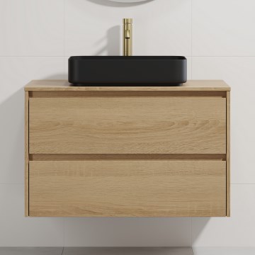 Dulap de baie cu lavoar TRONDHEIM/LJORDAL 90x57x46 cm stejar/negru