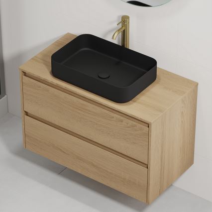 Dulap de baie cu lavoar TRONDHEIM/LJORDAL 90x57x46 cm stejar/negru