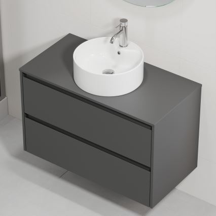 Dulap de baie cu lavoar TRONDHEIM/VIKEDAL 90x57x46 cm antracit/alb