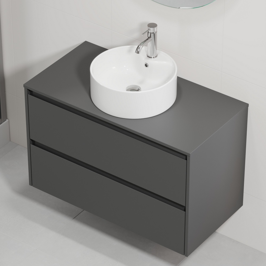 Dulap de baie cu lavoar TRONDHEIM/VIKEDAL 90x57x46 cm antracit/alb