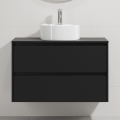 Dulap de baie cu lavoar TRONDHEIM/VIKEDAL 90x57x46 cm negru/alb
