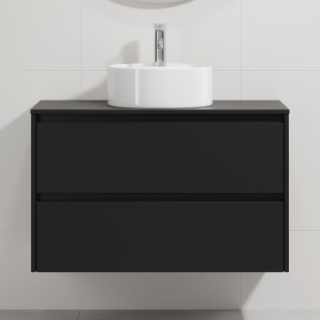 Dulap de baie cu lavoar TRONDHEIM/VIKEDAL 90x57x46 cm negru/alb