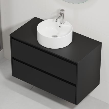 Dulap de baie cu lavoar TRONDHEIM/VIKEDAL 90x57x46 cm negru/alb