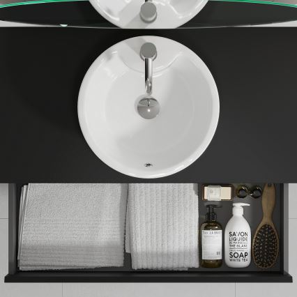 Dulap de baie cu lavoar TRONDHEIM/VIKEDAL 90x57x46 cm negru/alb