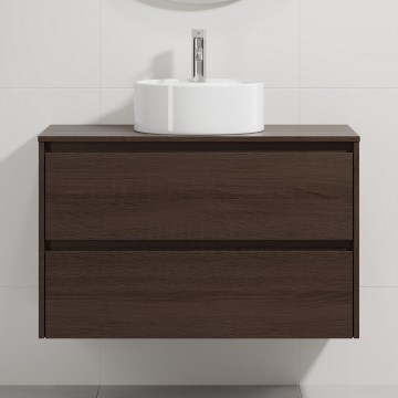 Dulap de baie cu lavoar TRONDHEIM/VIKEDAL 90x57x46 cm nuc/alb