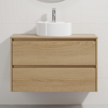 Dulap de baie cu lavoar TRONDHEIM/VIKEDAL 90x57x46 cm stejar/alb