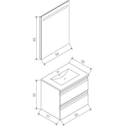 Dulap de baie cu lavoar VEDO + oglindă LED LED/10W/230V IP44 gri