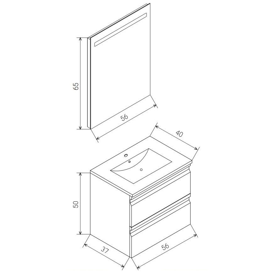 Dulap de baie cu lavoar VEDO + oglindă LED LED/10W/230V IP44 gri