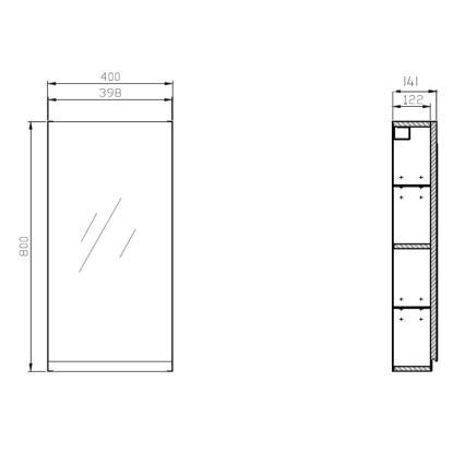 Dulap de baie cu oglindă Cersanit S590-030 MODUO 80x40 cm