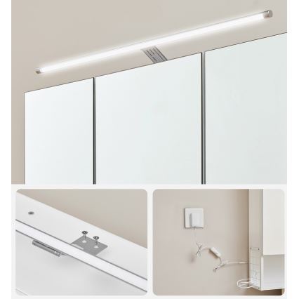 Dulap de baie cu oglindă LED SKY, 70 x 70 x 16 cm, 230 V, alb