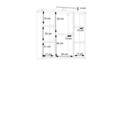 Dulap de baie suspendat cu oglindă VENOM alb/stejar sonoma