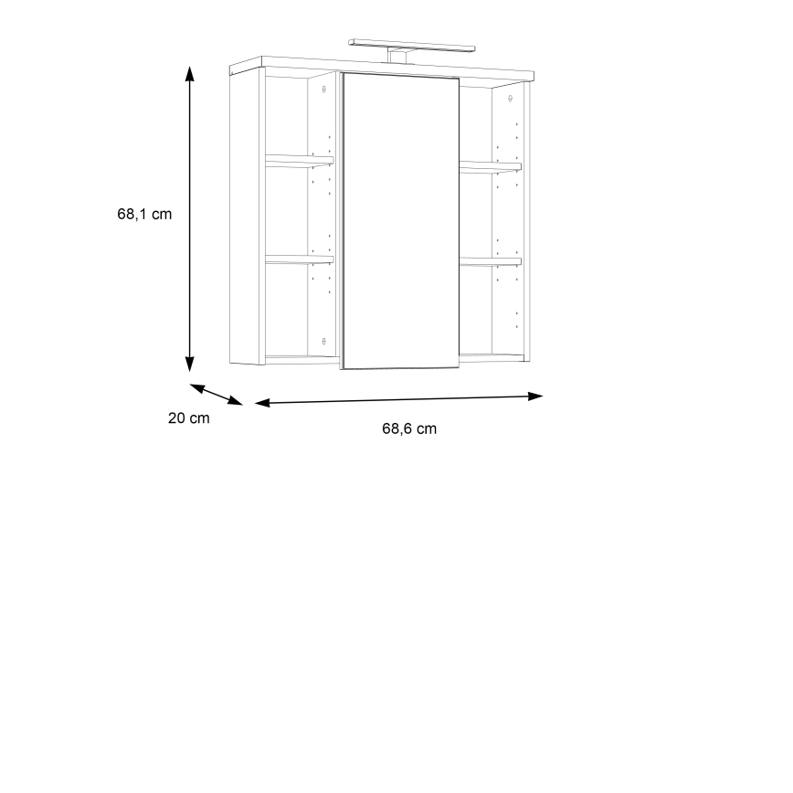 Dulap de baie suspendat cu oglindă VENOM, antracit/maro